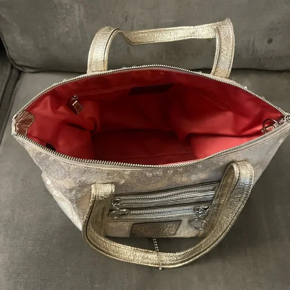 ✨COACH VTG POPPY Special Edition Signature Sequin Tote Bag Gold Cream RARE✨ - Picture 15 of 16